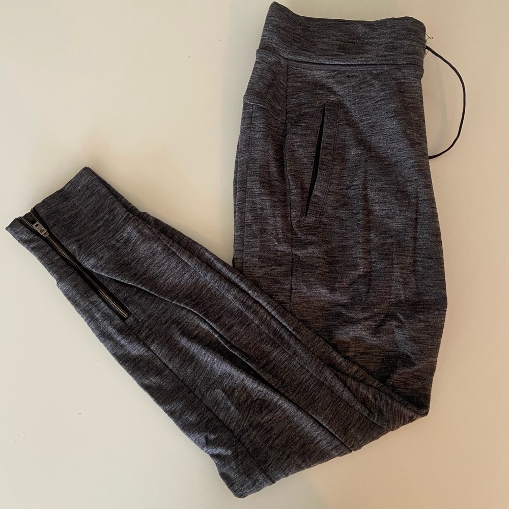 grey athleta sweatpants / joggers with zip detail